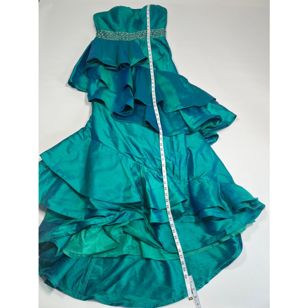 Women's JOVANI Silk Teal Mermaid Prom Jewelled Dress Size 12 - Picture 12 of 17